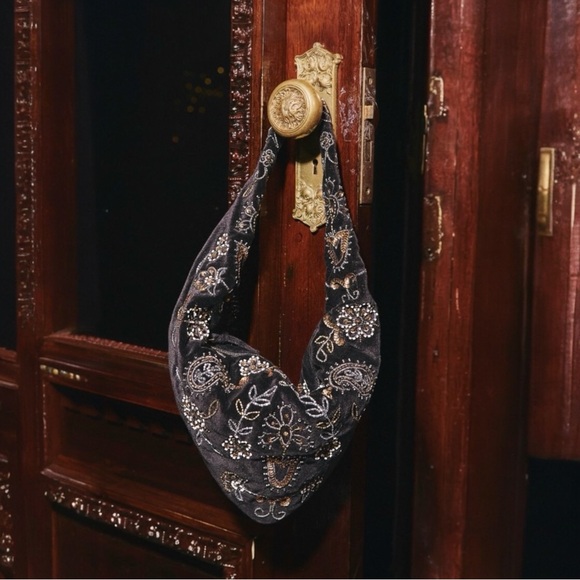 NWT Free People Nashville Nights Black Boho Beaded Bag / Purse - Picture 2 of 4